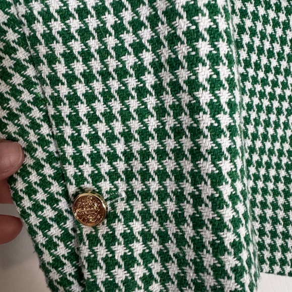 Entro Green Houndstooth Blazer with Gold Buttons - Picture 4 of 6